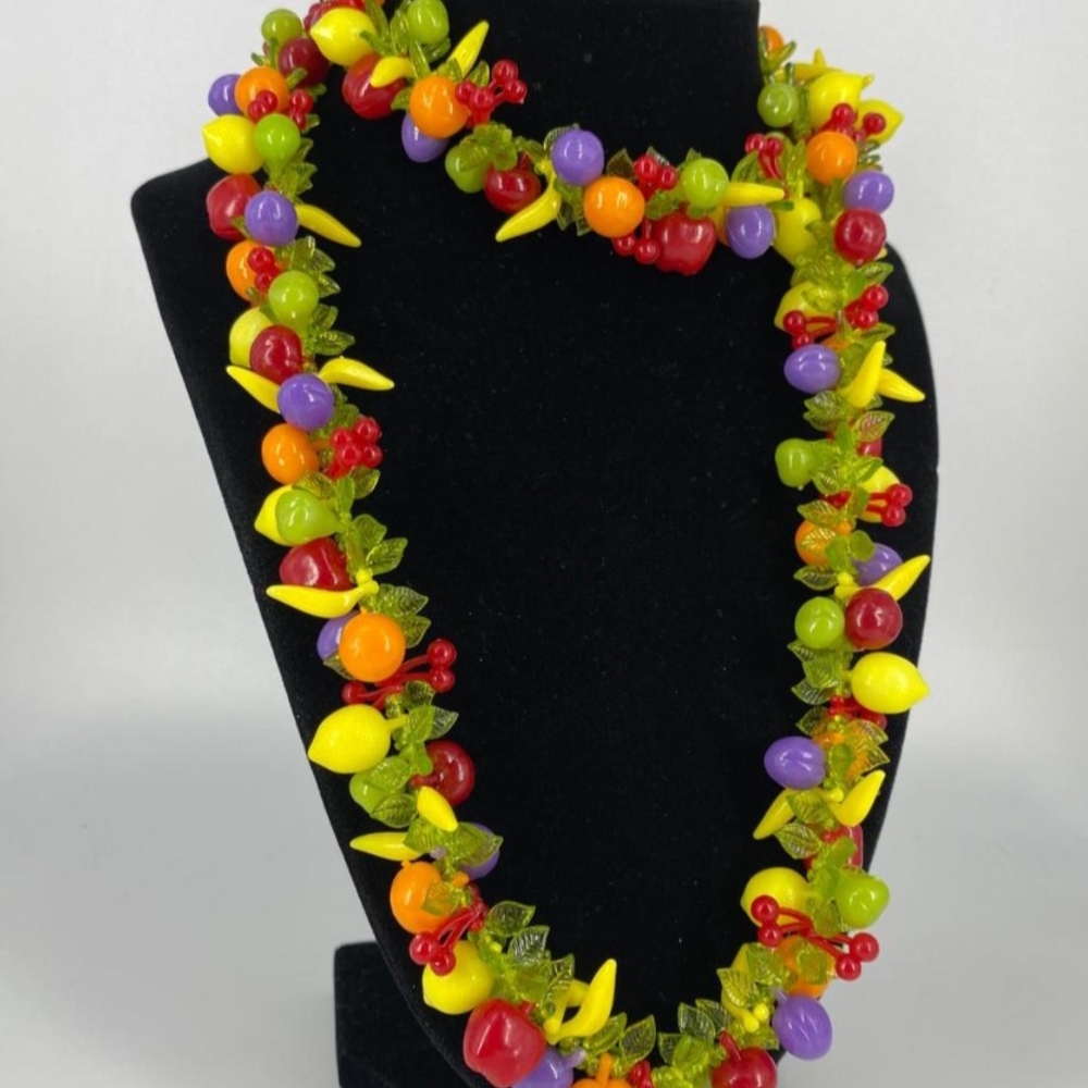 Tropical Red and Yellow Fruit Necklace